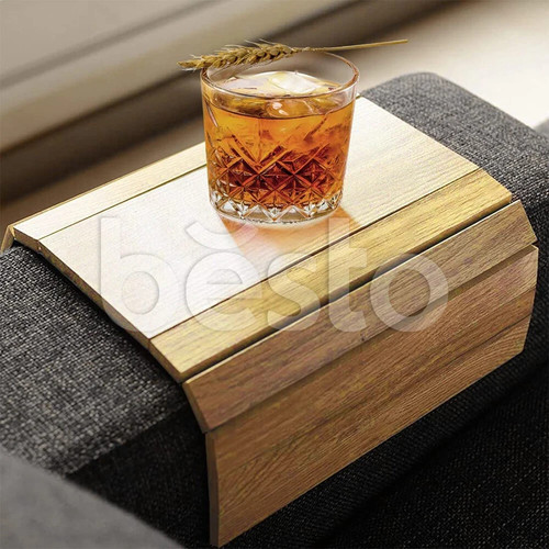 Flexible wooden sofa arm tray - wooden,