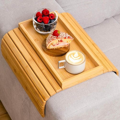 Bamboo sofa armrest tray - bamboo,